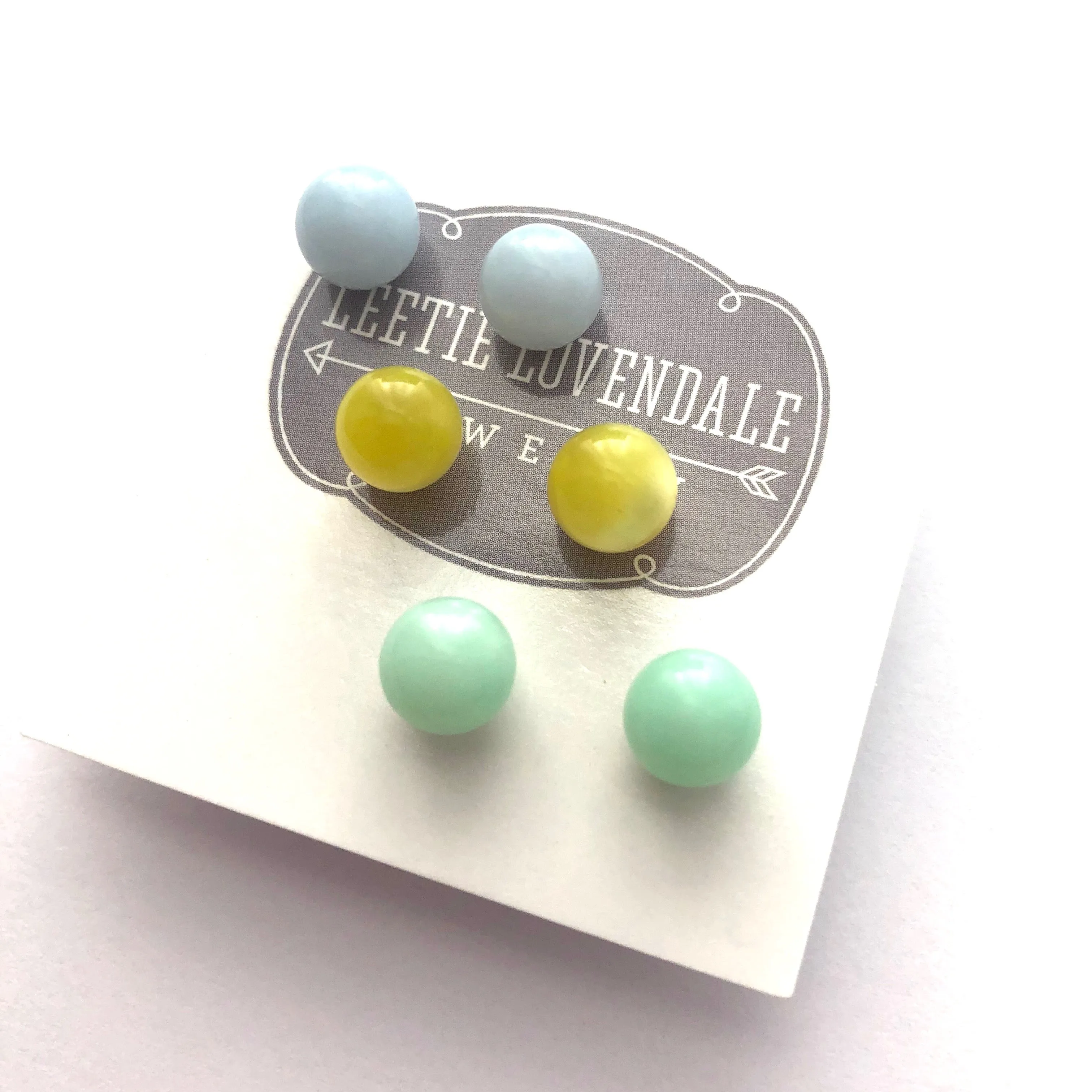 Sky Stud Earring Set | 8mm Vintage Lucite Triple Studs Set