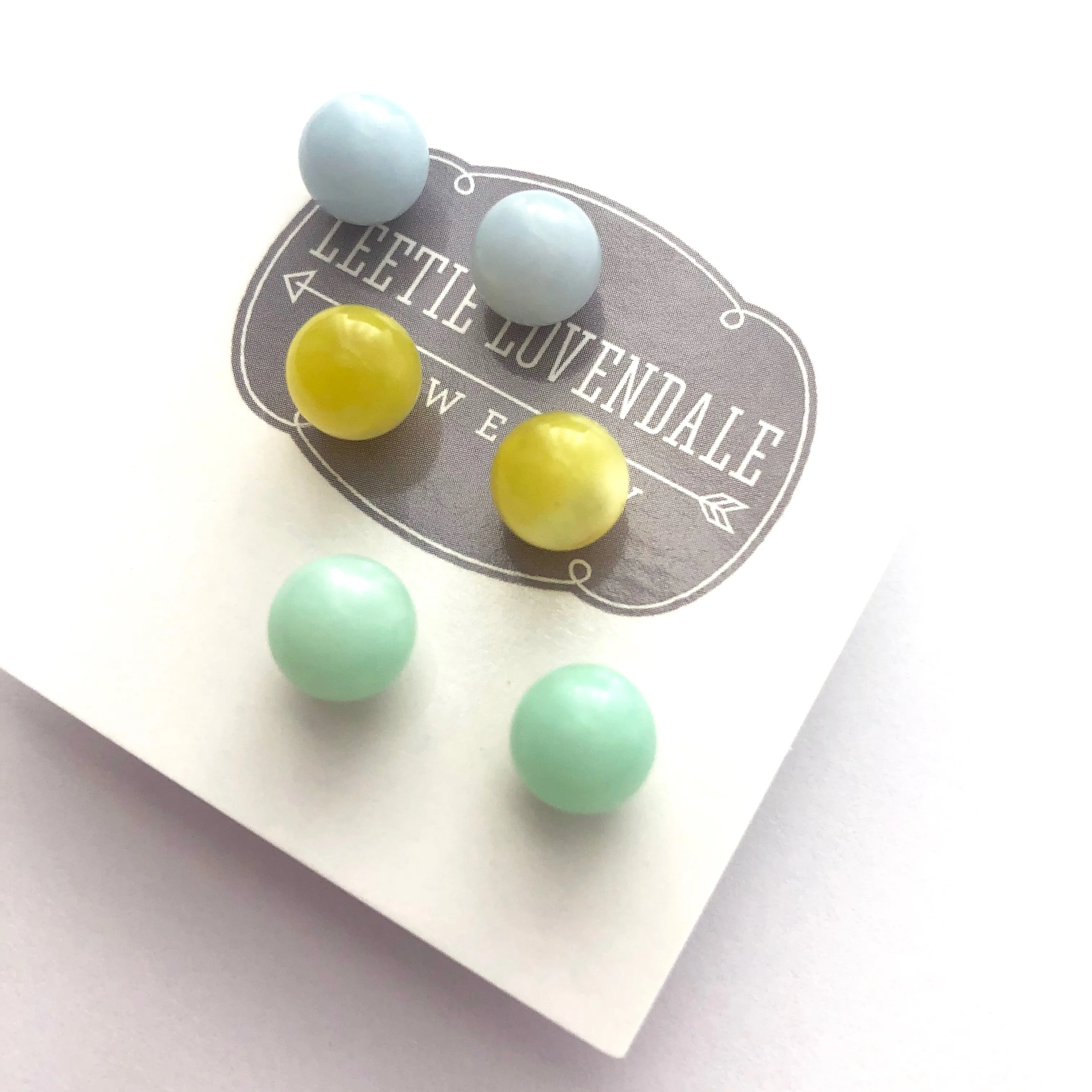 Sky Stud Earring Set | 8mm Vintage Lucite Triple Studs Set