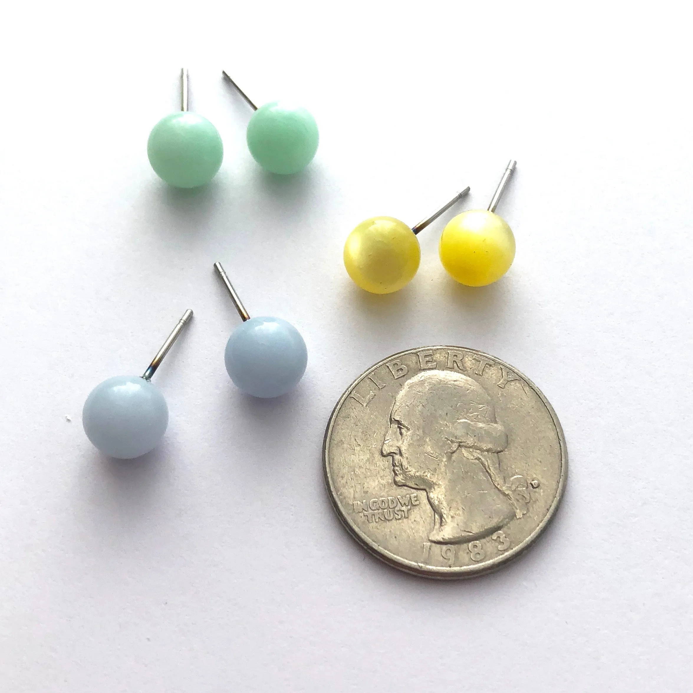 Sky Stud Earring Set | 8mm Vintage Lucite Triple Studs Set