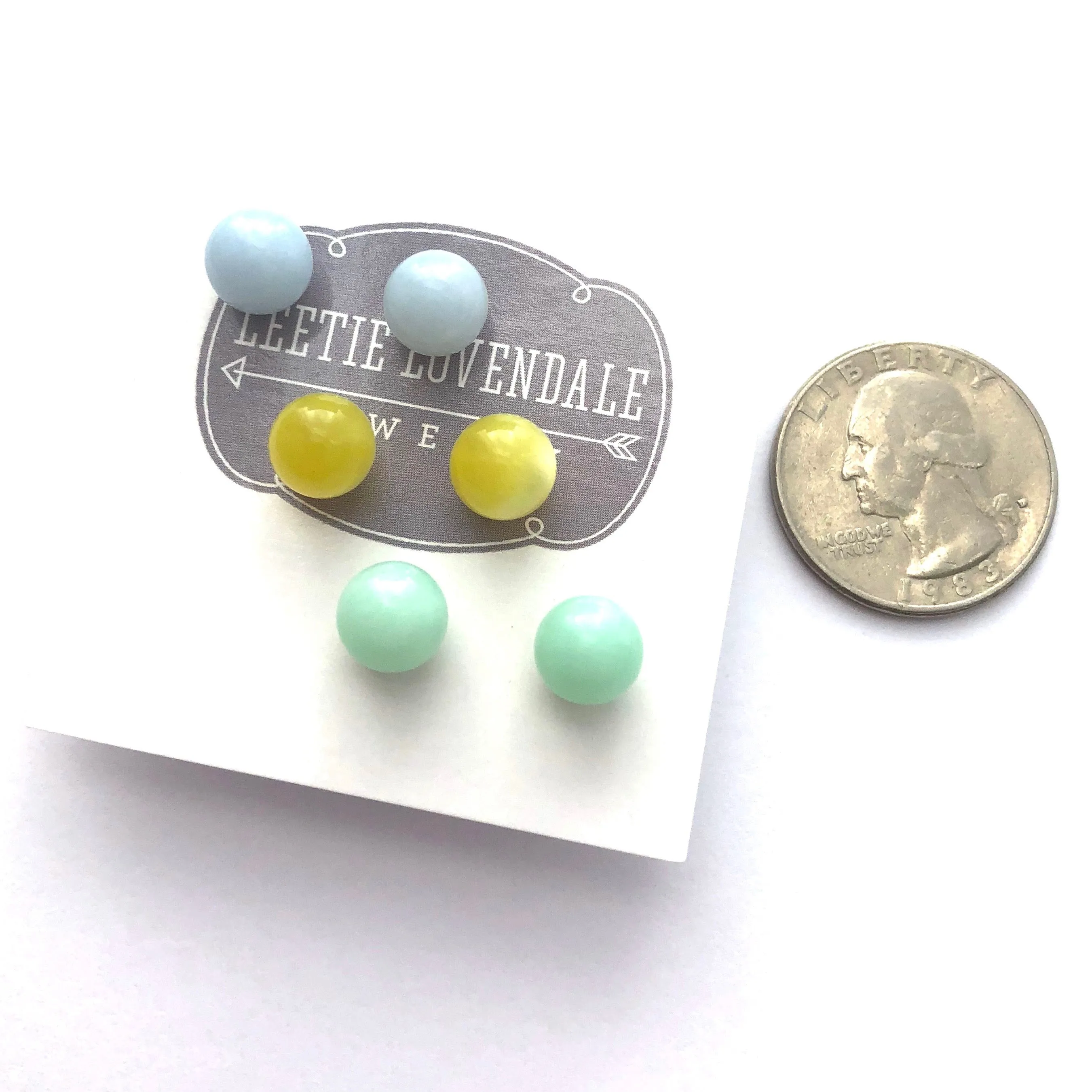 Sky Stud Earring Set | 8mm Vintage Lucite Triple Studs Set