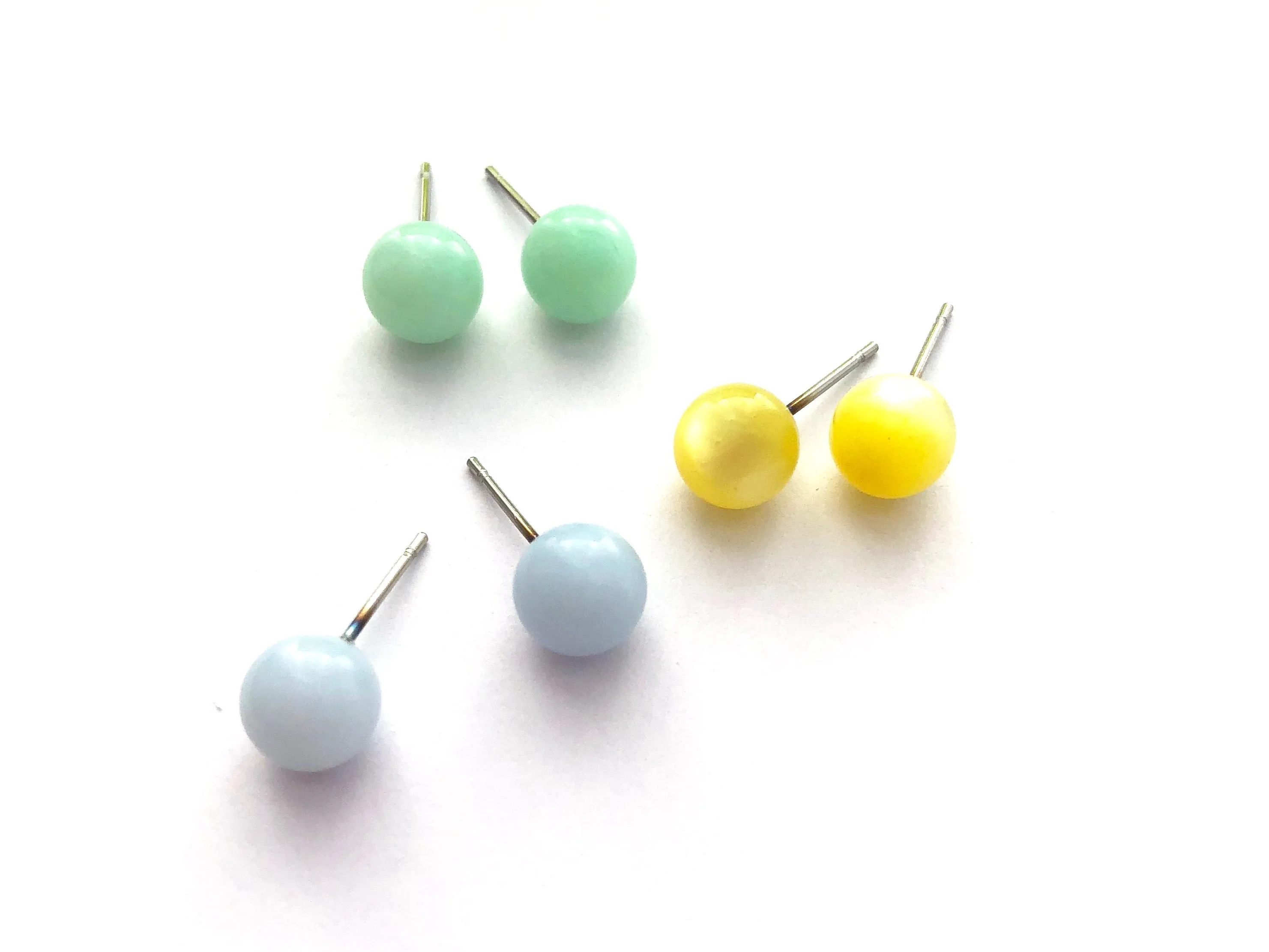 Sky Stud Earring Set | 8mm Vintage Lucite Triple Studs Set