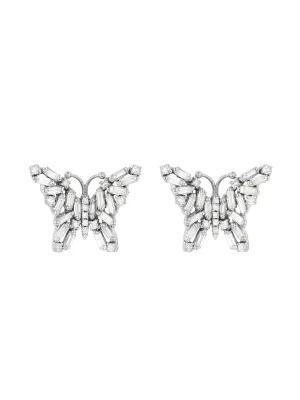 Small White Diamond Firework Butterfly White Gold Stud Earrings