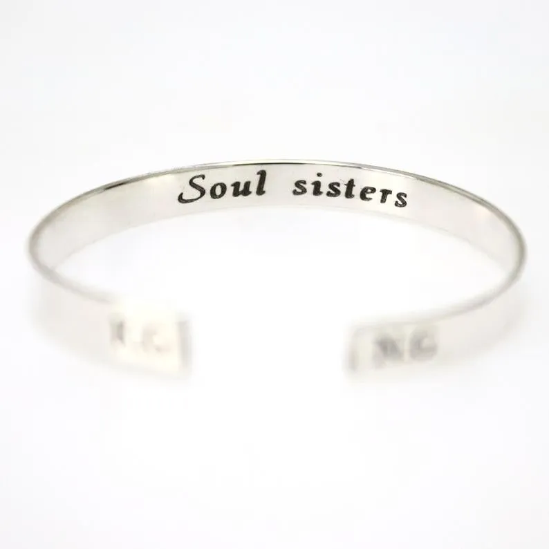 Soul Sisters Gift - Personalized Sterling Silver Bracelet