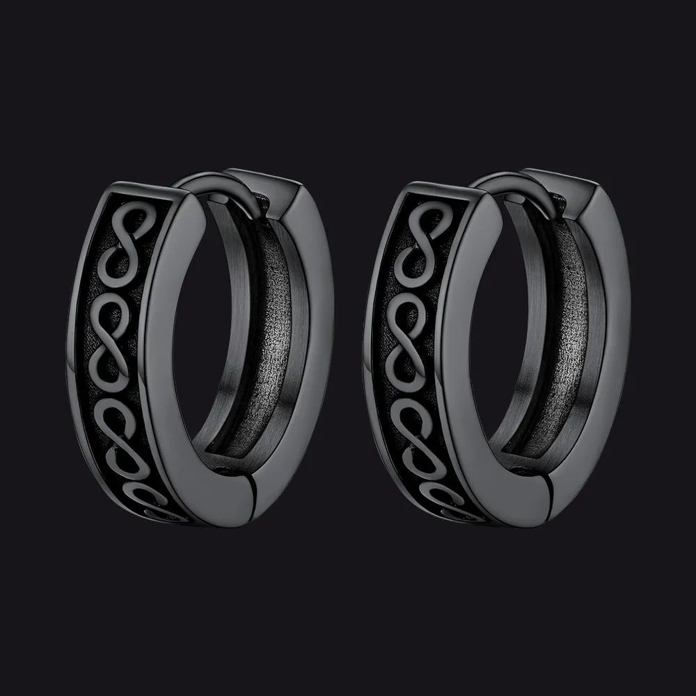 Stainless Steel Chunky Infinity Huggie Hoop Earrings For Men