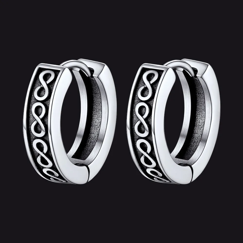 Stainless Steel Chunky Infinity Huggie Hoop Earrings For Men