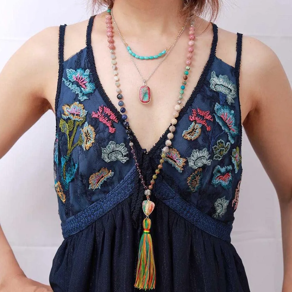 'Star Pendant' Mixed Crystals 108 Mala Beads Necklace