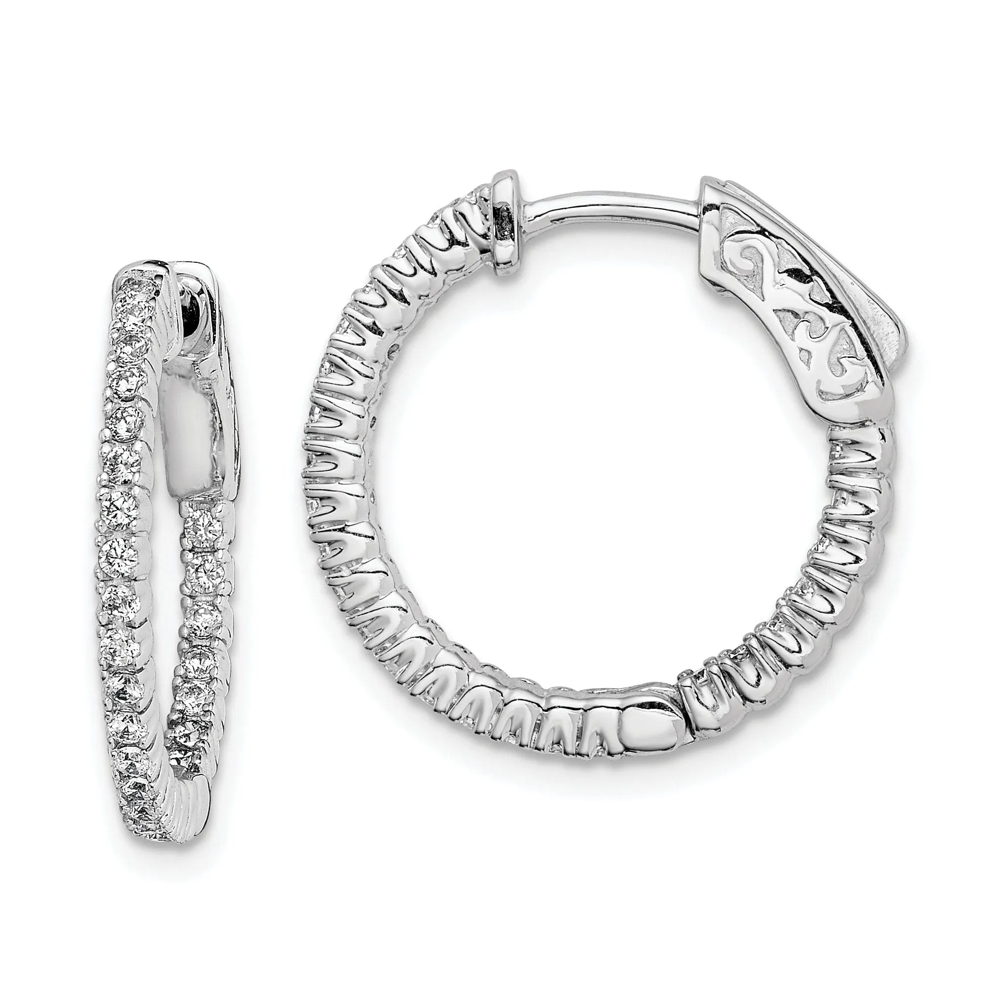 Sterling Silver 50 Stones Round Hoop Earrings