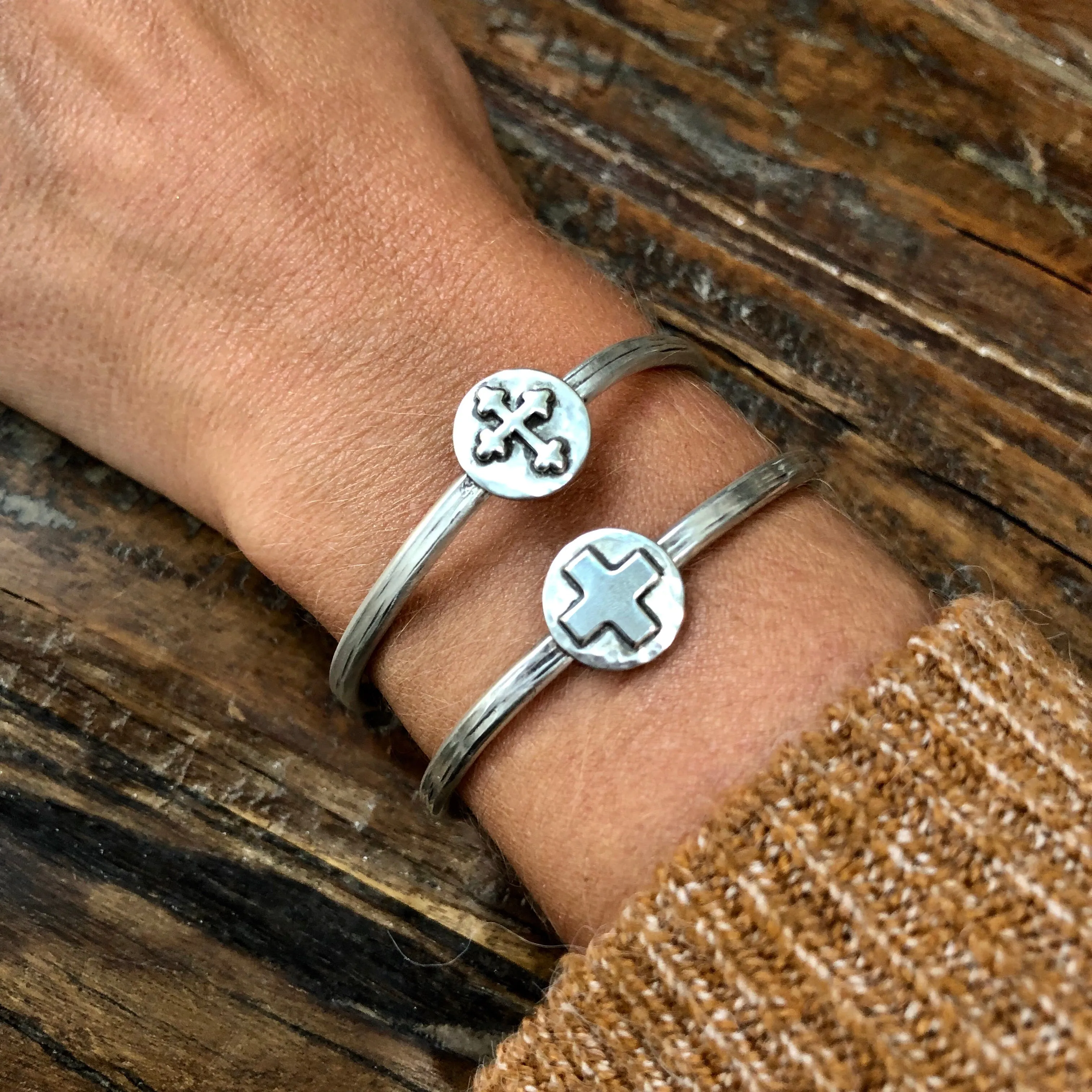 Sterling Silver Cross Cuff