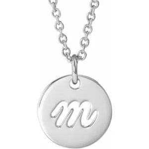 Sterling Silver Initial M Script 16-18" Necklace