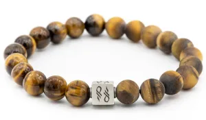 Sterling Silver Tigers Eye Gloss & Matte Natural Gemstone Bracelet