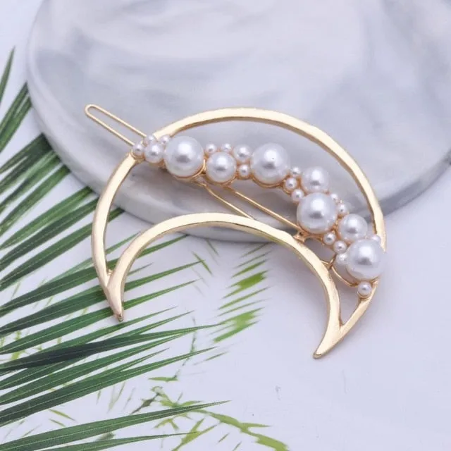 Stunning Rhinestone & Pearl Hair Clips