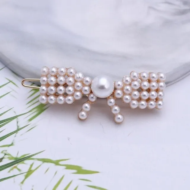 Stunning Rhinestone & Pearl Hair Clips