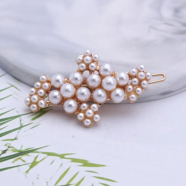 Stunning Rhinestone & Pearl Hair Clips