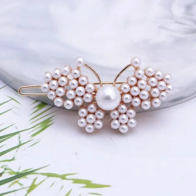 Stunning Rhinestone & Pearl Hair Clips