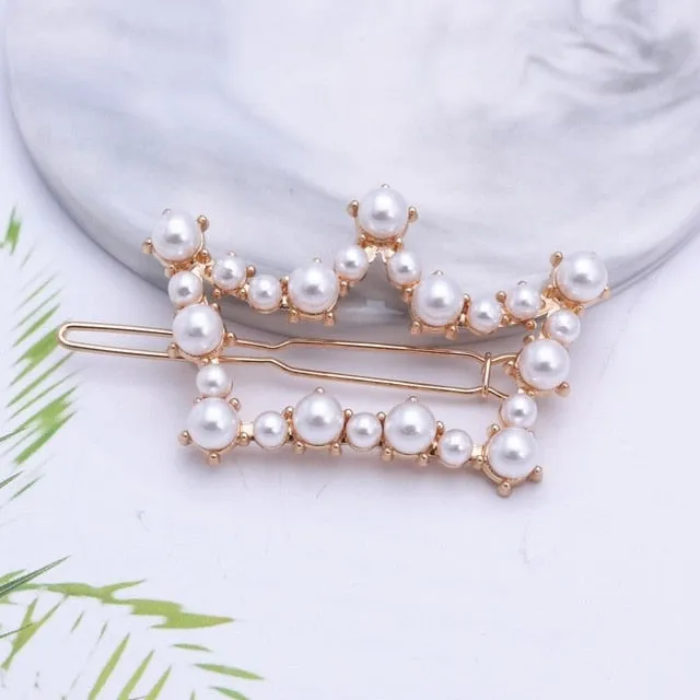 Stunning Rhinestone & Pearl Hair Clips