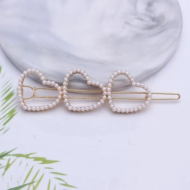 Stunning Rhinestone & Pearl Hair Clips