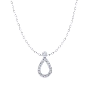 TearDrop 1/20 Cttw Natural Diamond Pendant Necklace set in 925 Sterling Silver