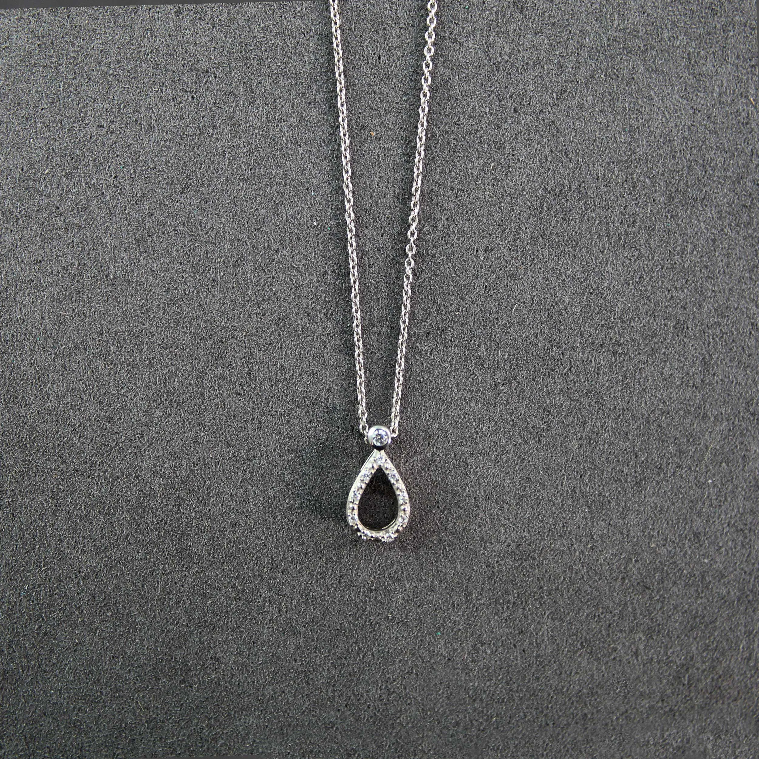 TearDrop 1/20 Cttw Natural Diamond Pendant Necklace set in 925 Sterling Silver