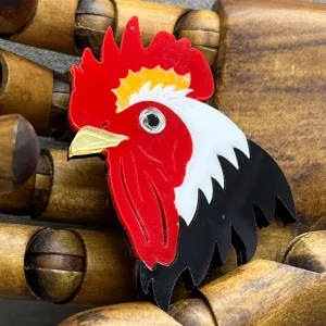 The Rocking Rooster- Acrylic Art Brooch