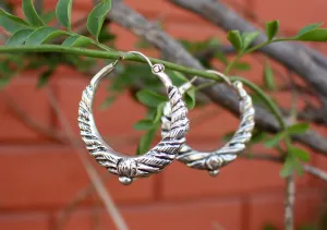 Twisted Design Silver Sterling Hoop Earrings