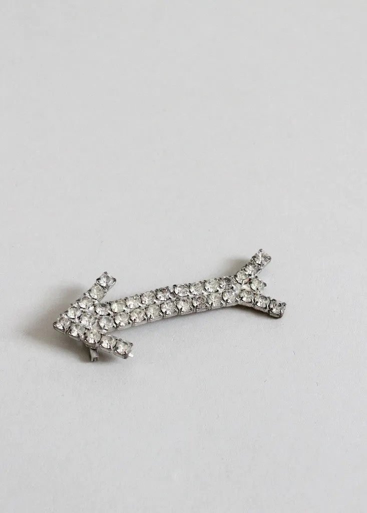 Vintage 1950s Rhinestone Arrow Brooch