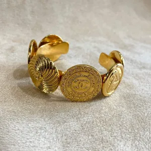 Vintage Chanel Bracelet CC Gold Plated