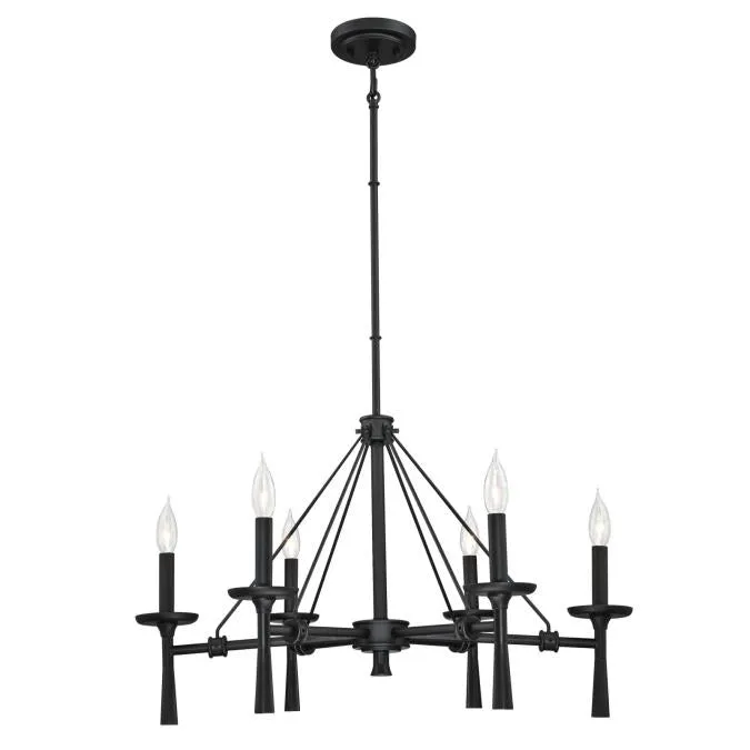 Westinghouse 6323700 6 Light Chandelier Matte Black Finish