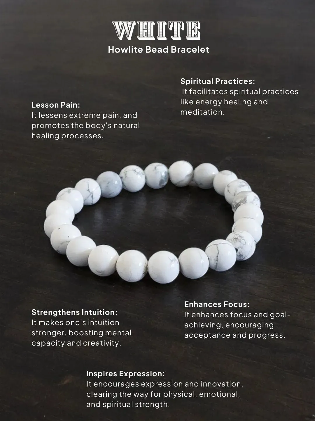 White Howlite Bead Bracelet