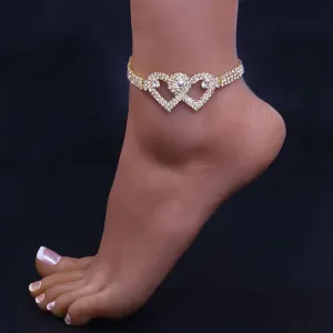 Women's White Ankle Bracelet Chandelier Heart