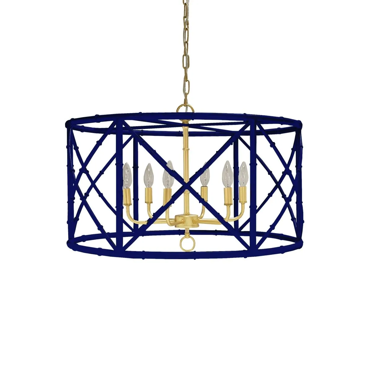 Zia Navy Bamboo Chandelier by Worlds Away