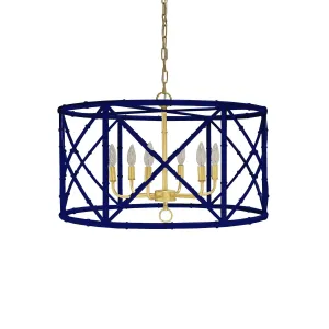 Zia Navy Bamboo Chandelier by Worlds Away